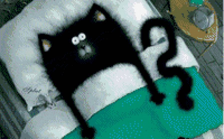 Кот в постели - предпросмотр