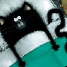 Схема вышивки «Кот в постели»