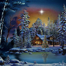 Схема вышивки «зимний домик 4»