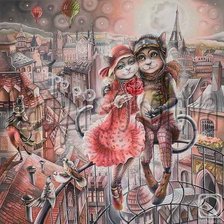 Схема вышивки «пара кис»