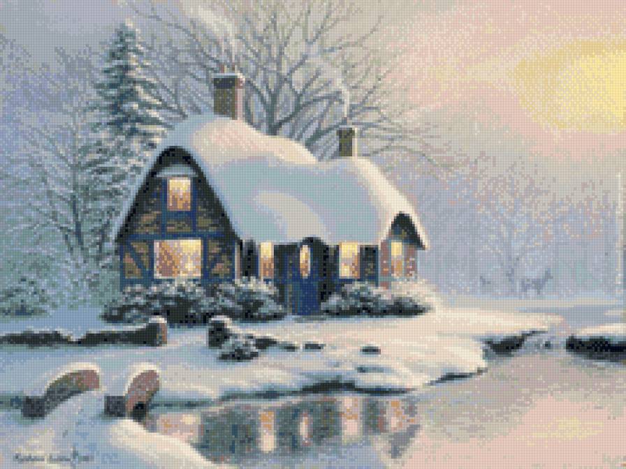 сказочный новогодний домик - картины художников - предпросмотр