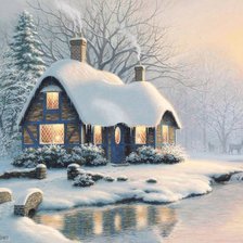 Схема вышивки «сказочный новогодний домик»