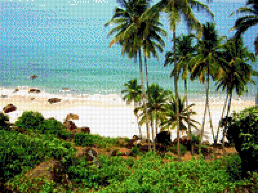 Спокойствие - море, пальма, спокойная вода, пляж - предпросмотр