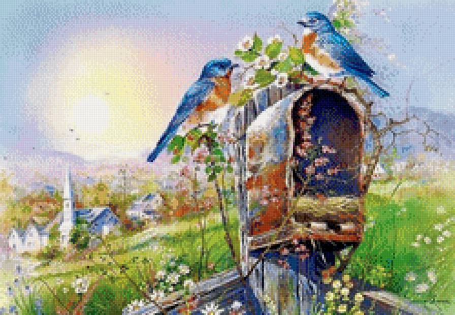 №1070224 - лето, пейзаж, птицы - предпросмотр