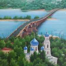 Схема вышивки «мост и церковь»