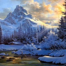 Схема вышивки «зимние горы»