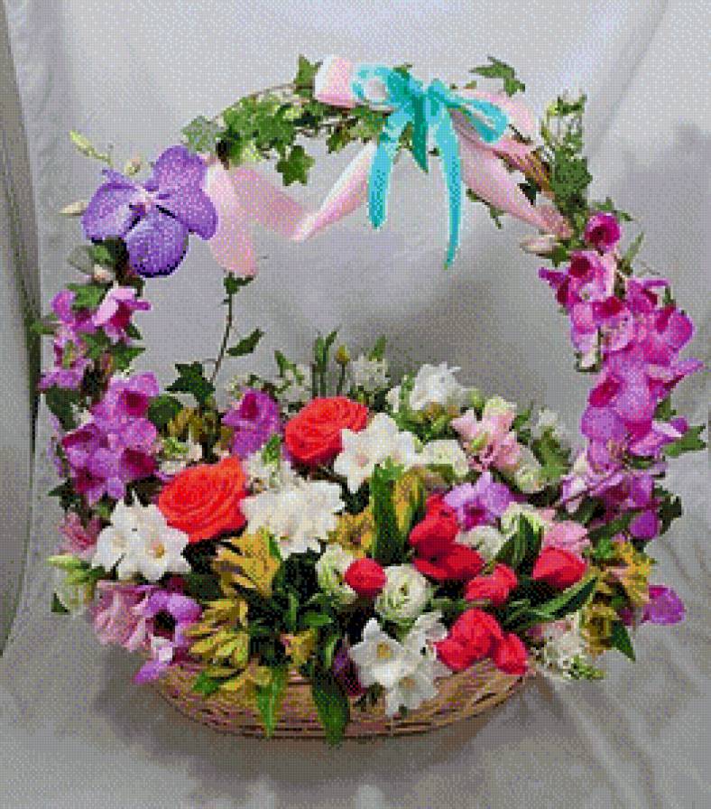 Корзина цветов. - букет, цветы - предпросмотр