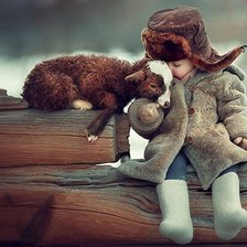 Схема вышивки «Малыш с овечкой»