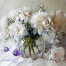 Схема вышивки «Белые пионы»