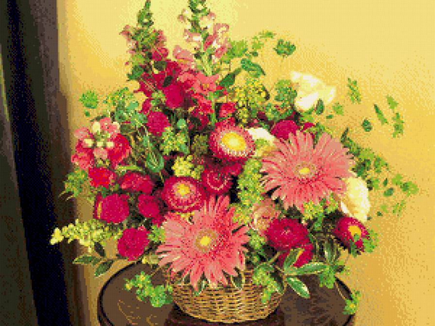 Корзина цветов. - букет, цветы - предпросмотр