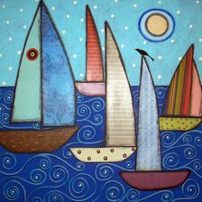Схема вышивки «Five Sailboats»