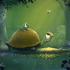 Схема вышивки «Черепашка с лягушкой»