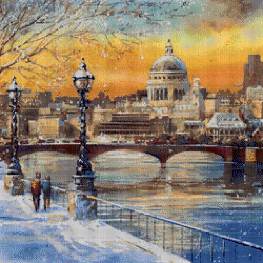 зимний вечерний город - предпросмотр