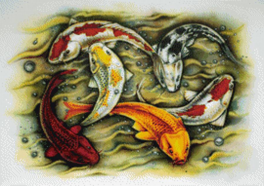 9 карпов (6 :) - фэн шуй, карпы, рыбы - предпросмотр