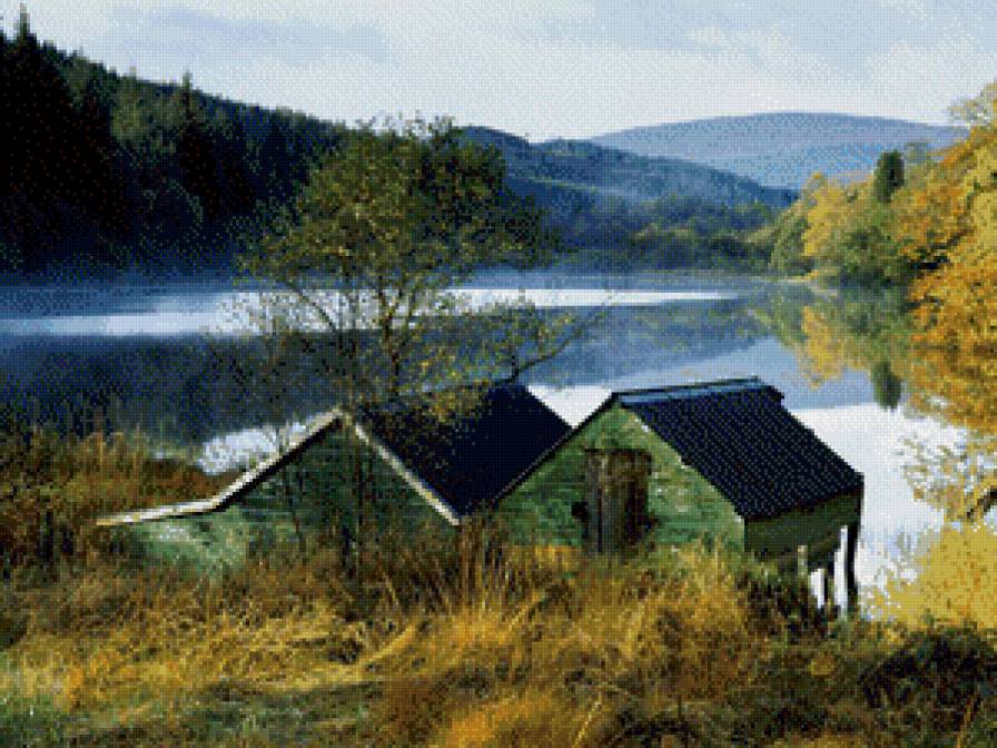 лесное озеро - озеро, лес, водоем - предпросмотр