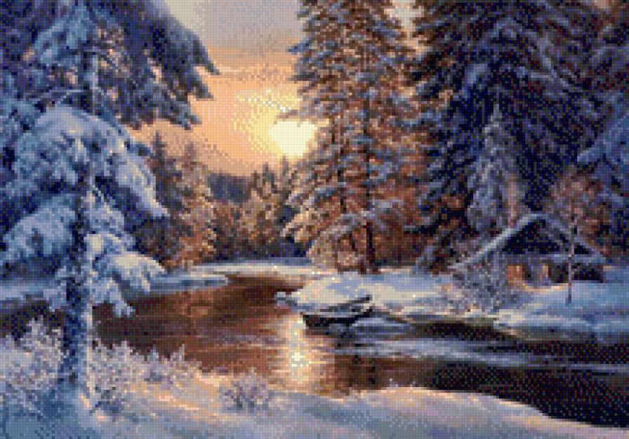 зима - река, ночь, зима - предпросмотр