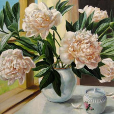 Схема вышивки «пионы в вазе»