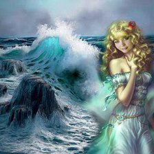 Схема вышивки «девушка и волны»