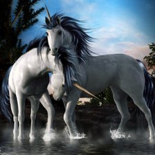 Схема вышивки «единороги влюбленные»