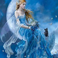 Схема вышивки «Девушка на месяце»