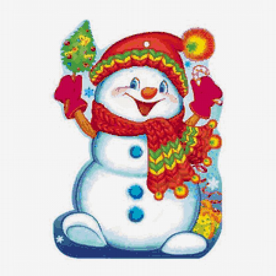 Новогодняя - новогодняя, снеговик, подушка, детские - предпросмотр