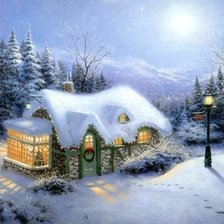 Схема вышивки «зимний домик 5»