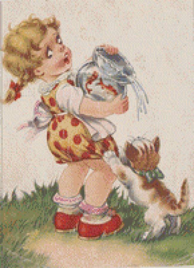 Девочка с котенком - предпросмотр