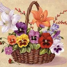Схема вышивки «букет в корзине»