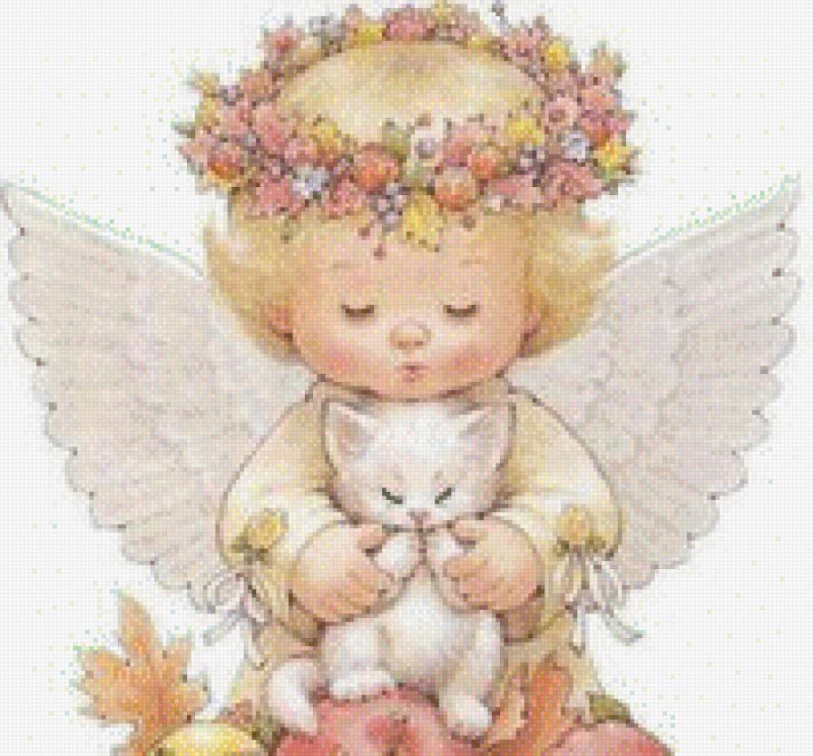 Ангелочек с котёнком - предпросмотр