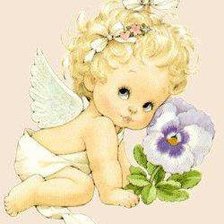 Схема вышивки «Ангелочек с фиалкой»