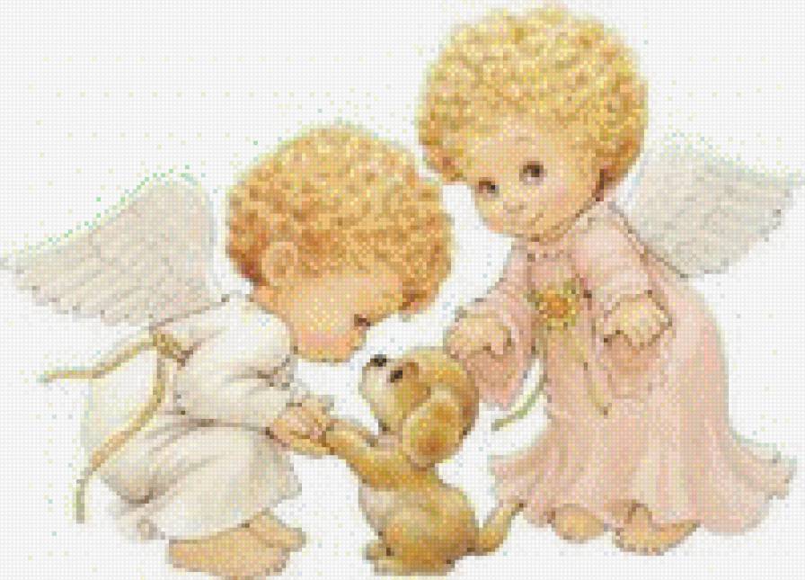 Ангелочки со щенком - предпросмотр