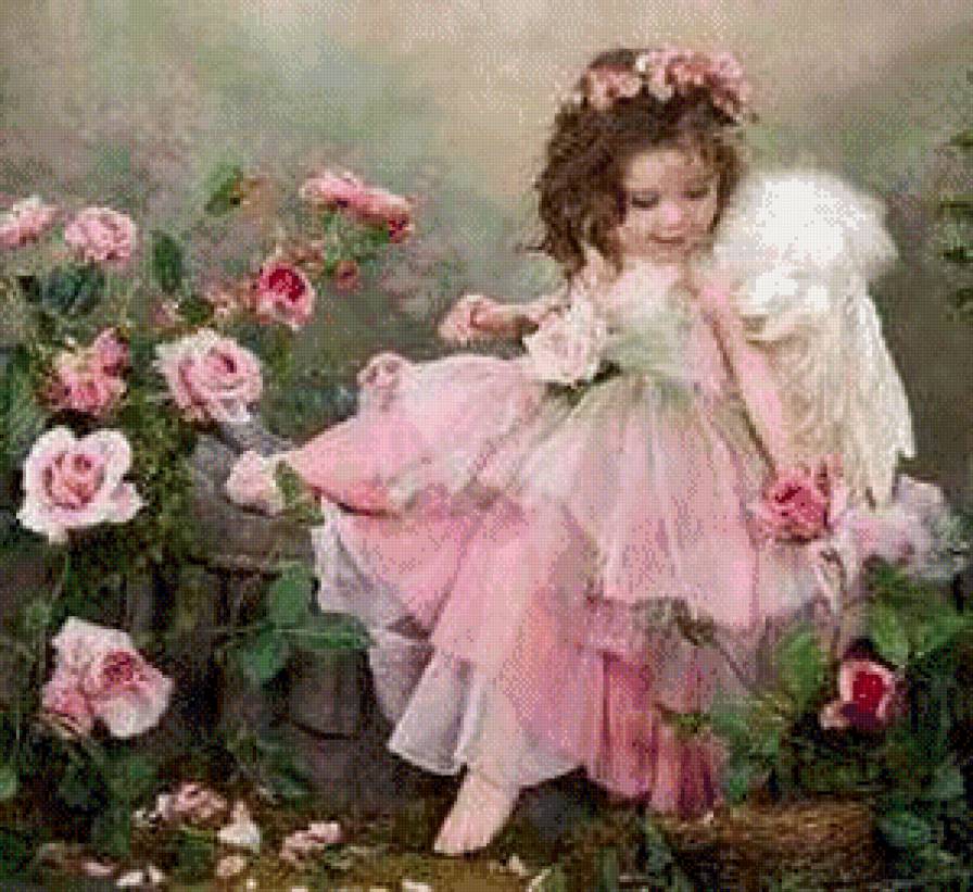 Ангелочек с розами - предпросмотр