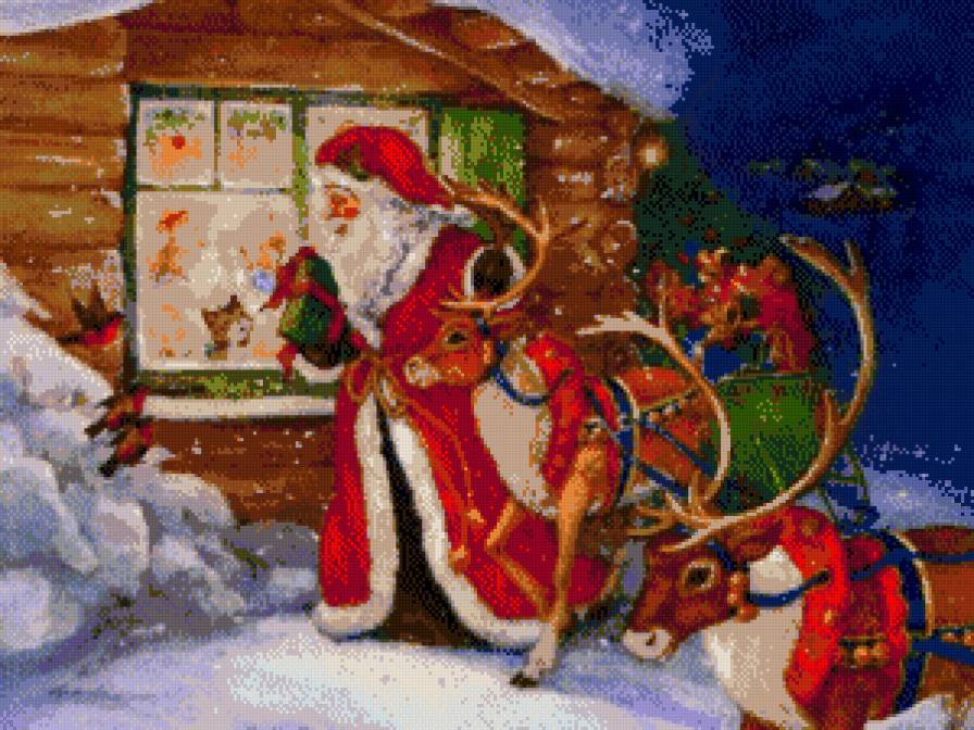 Новый год - олени, дед мороз, новогодняя ночь - предпросмотр