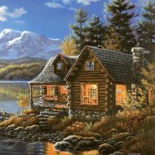 Схема вышивки «Сторожка на лесном озере»