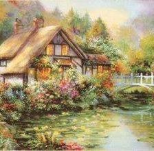 Схема вышивки «Домик у мостика»