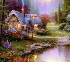 Схема вышивки «Домик у пруда»