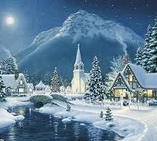 Схема вышивки «Зимняя деревенька»