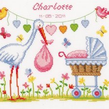 Схема вышивки «аист и малышка»