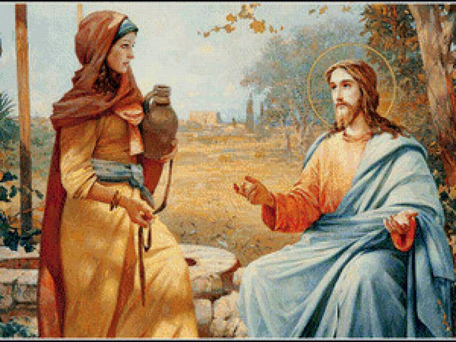 Иисус и самарянка - иисус, самарянка, колодец - предпросмотр