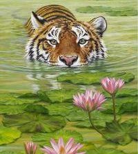 Схема вышивки «Плывущий тигр»