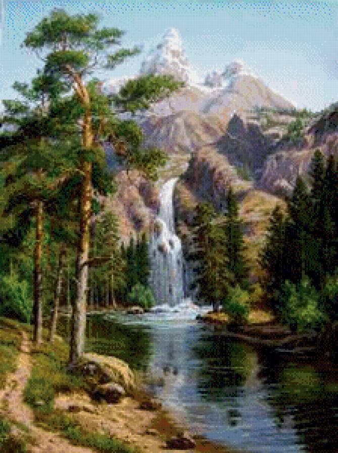 Горный водопад - предпросмотр