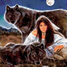 Схема вышивки «волки и девушка»