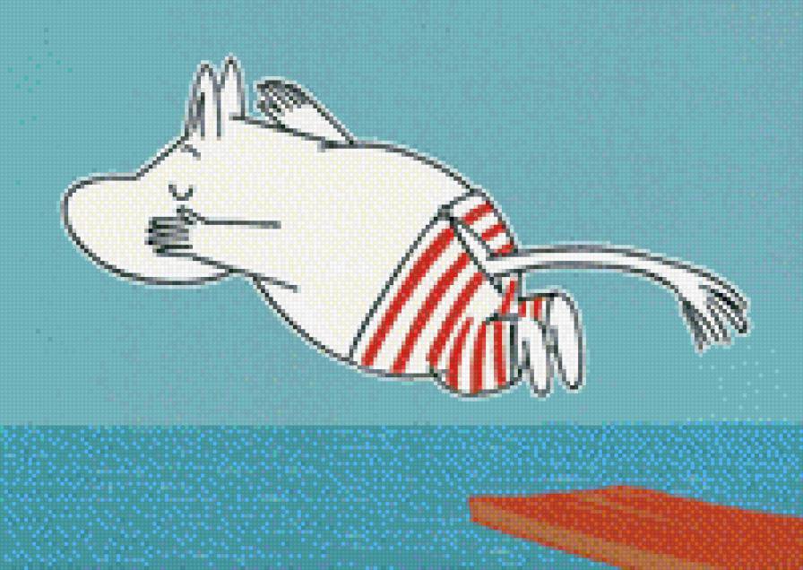 Мумми-тролль ныряет - мумми-тролль, мумми, moomin, плавание - предпросмотр