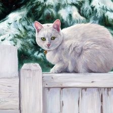 Схема вышивки «Кошка на заборе»