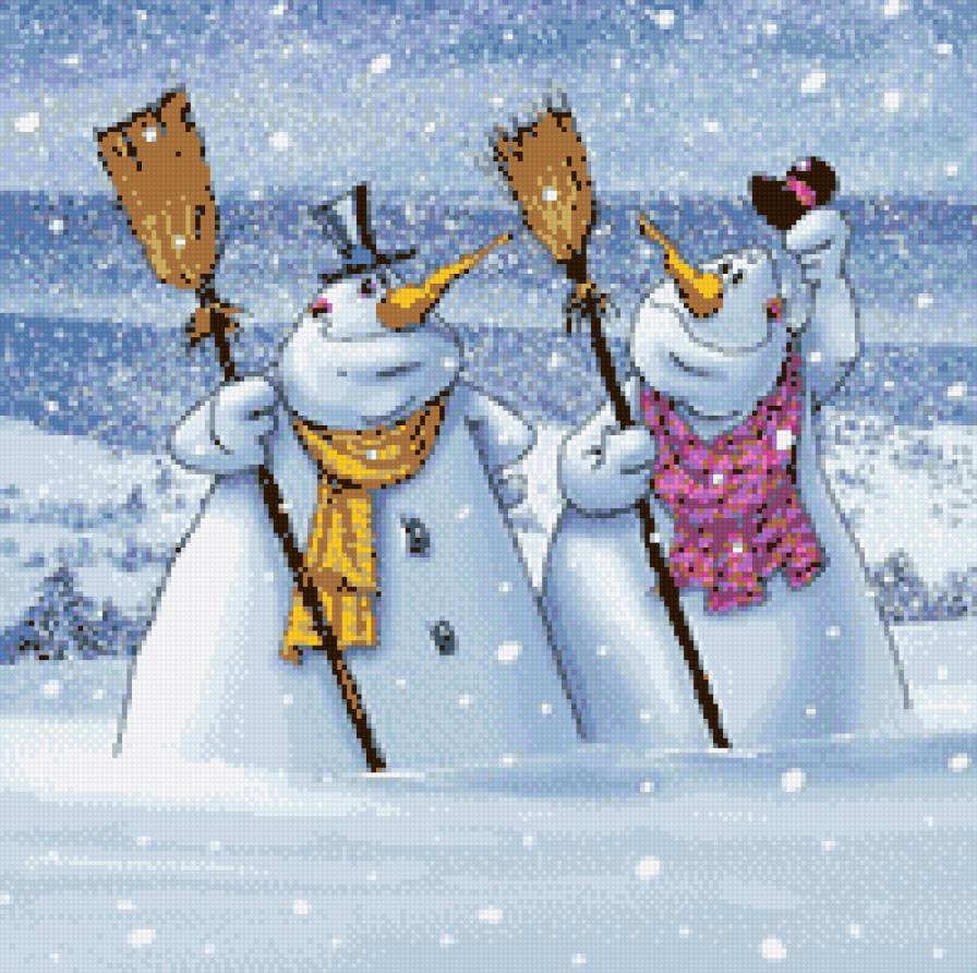 снеговики - зима - предпросмотр