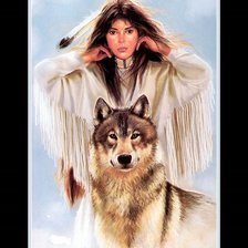 Схема вышивки «девушка и волк»