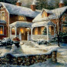 Схема вышивки «новогодний домик»