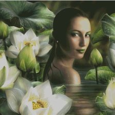 Схема вышивки «Девушка в лотосах»