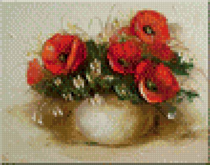 Маки в вазе - предпросмотр