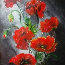 Схема вышивки «Маки на темном фоне»